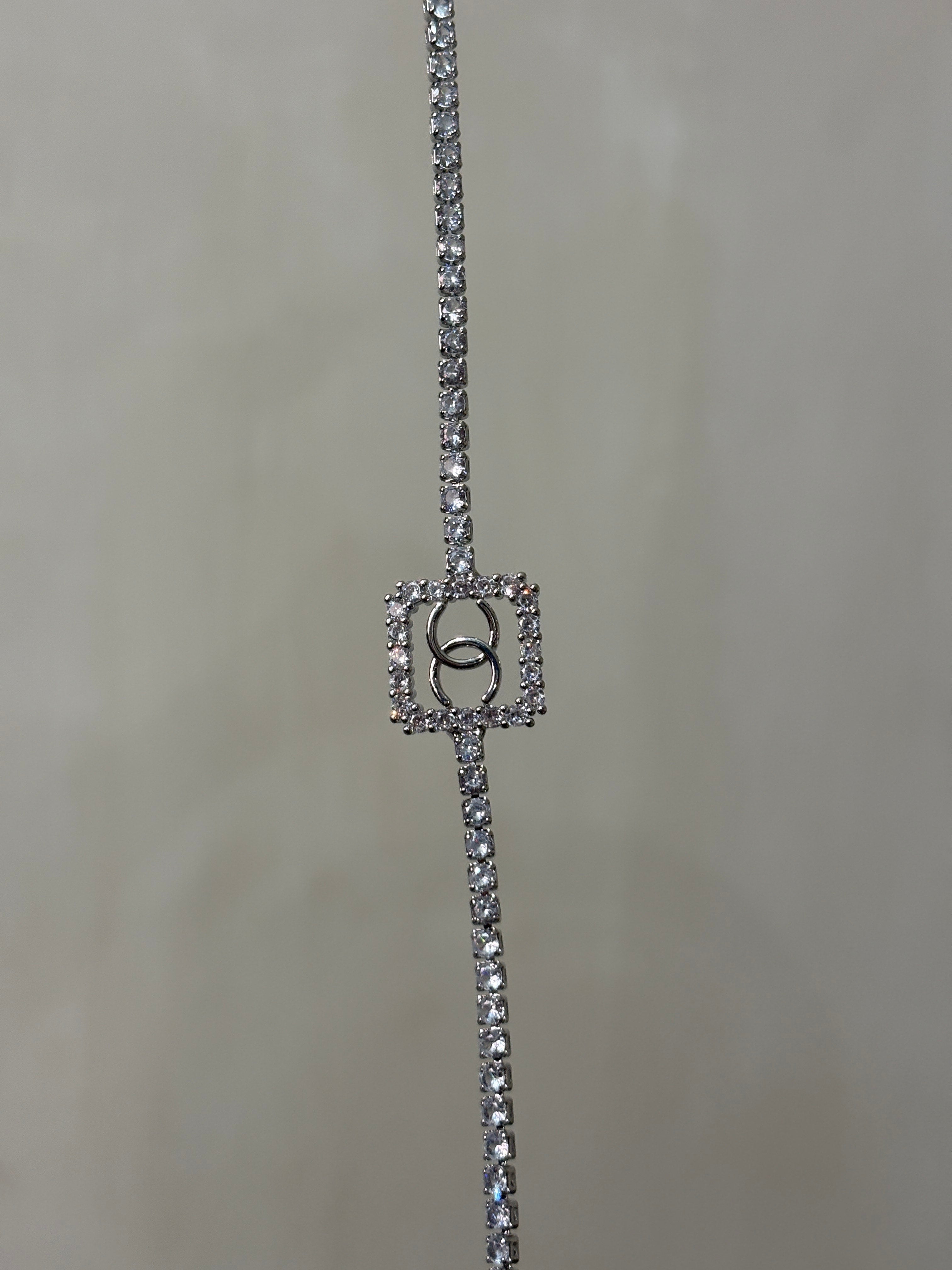 Anti Tarnish silver square tennis bracelet