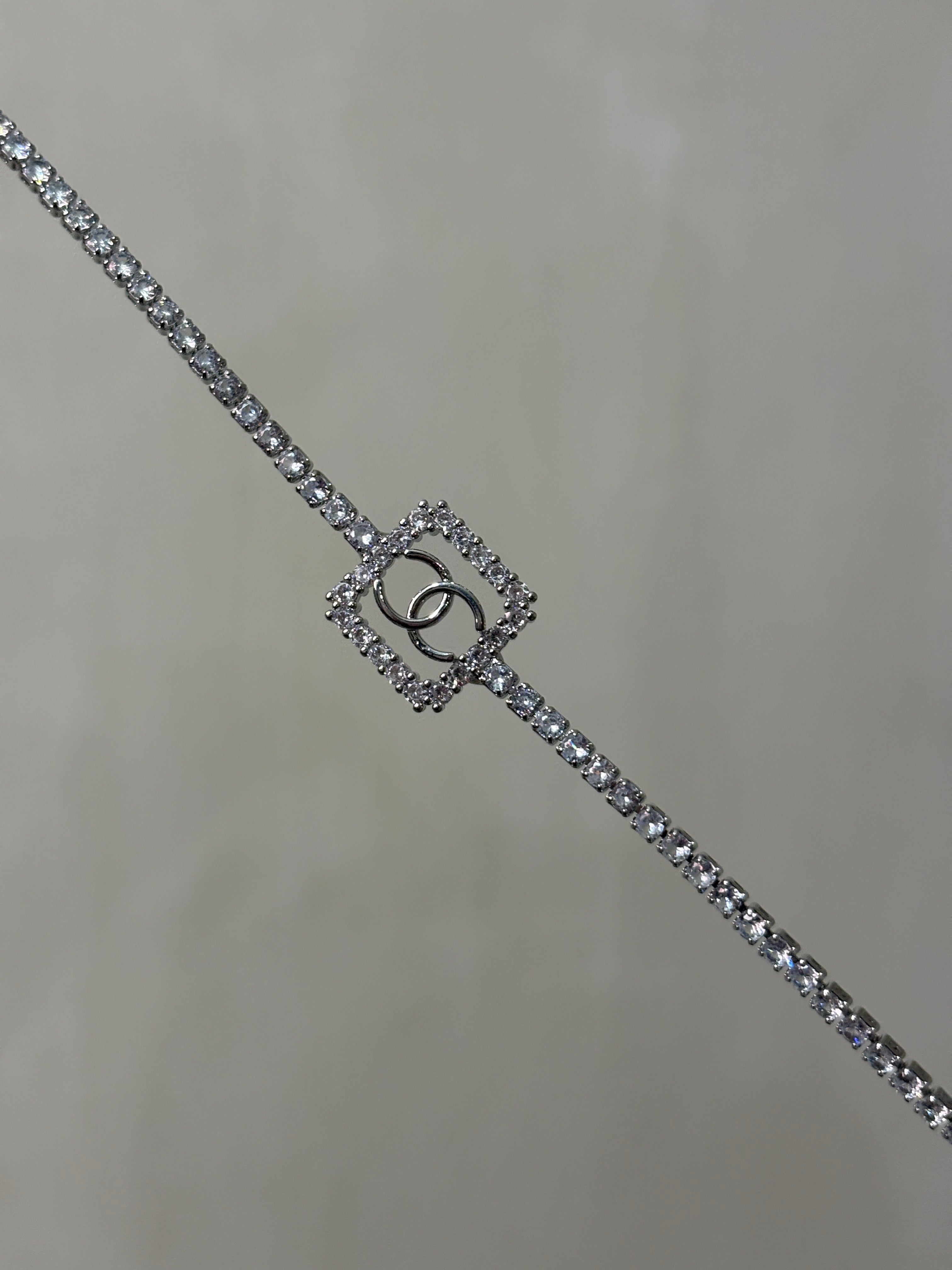 Anti Tarnish silver square tennis bracelet