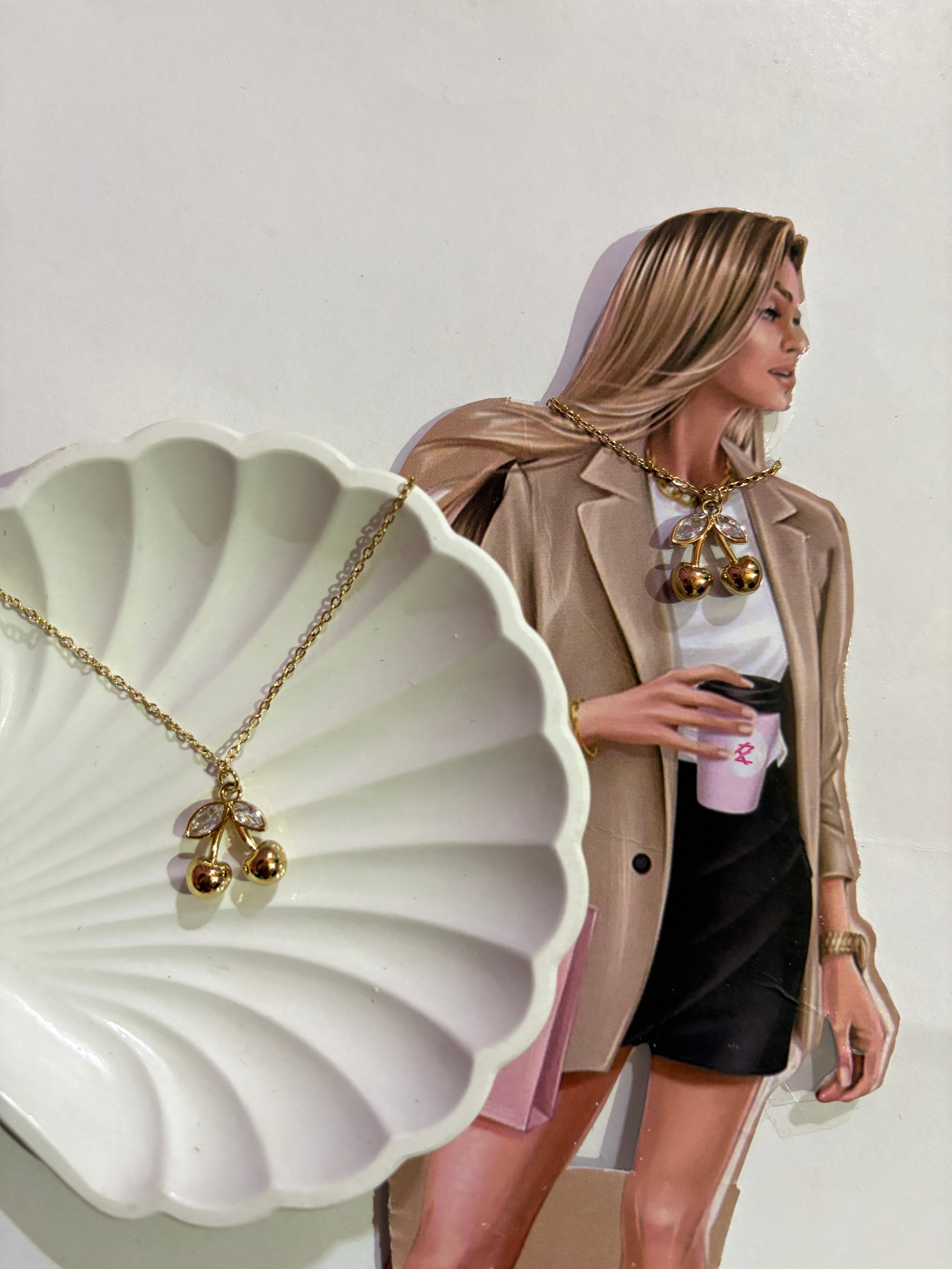 Anti Tarnish Gold cherry necklace