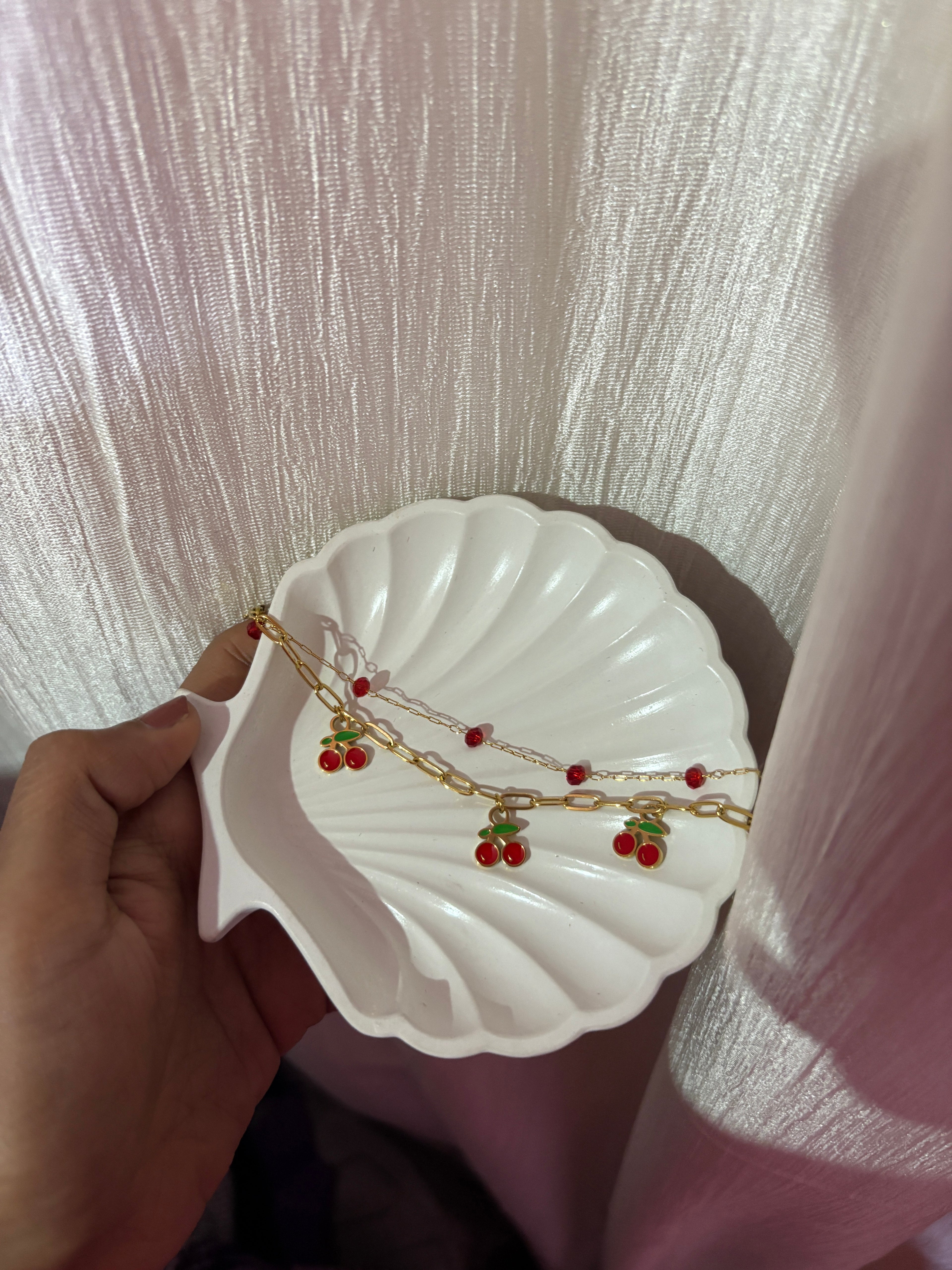 Anti Tarnish double layer cherry bracelet