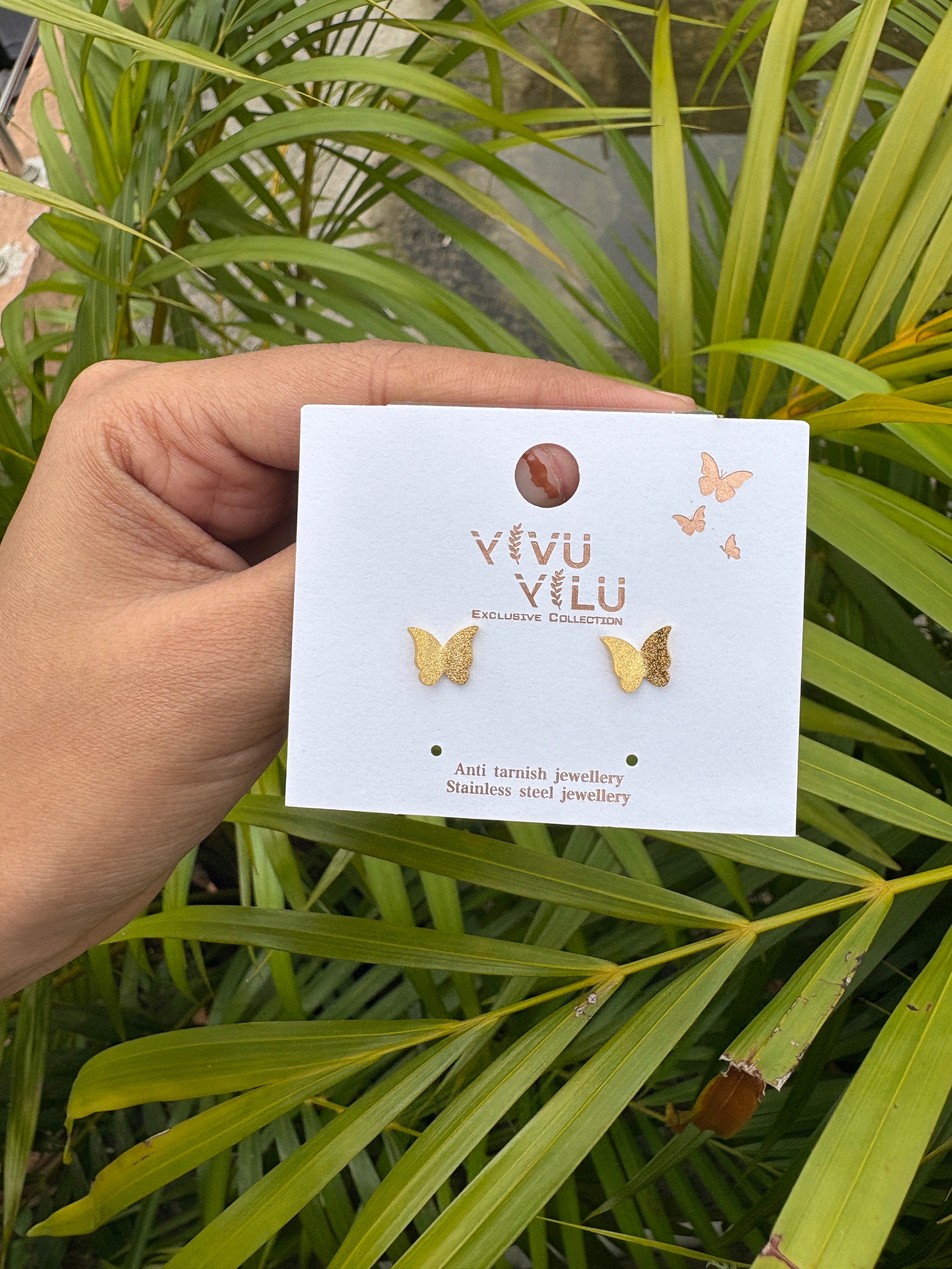 Anti tarnish Shiny butterfly stud