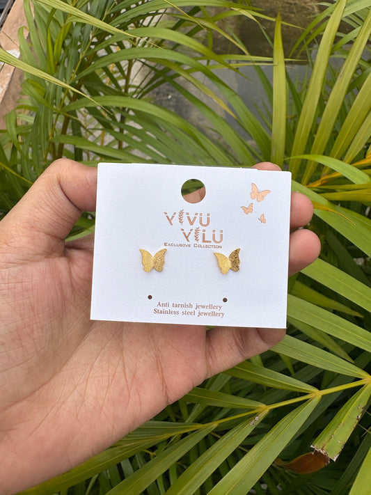 Anti tarnish Shiny butterfly stud
