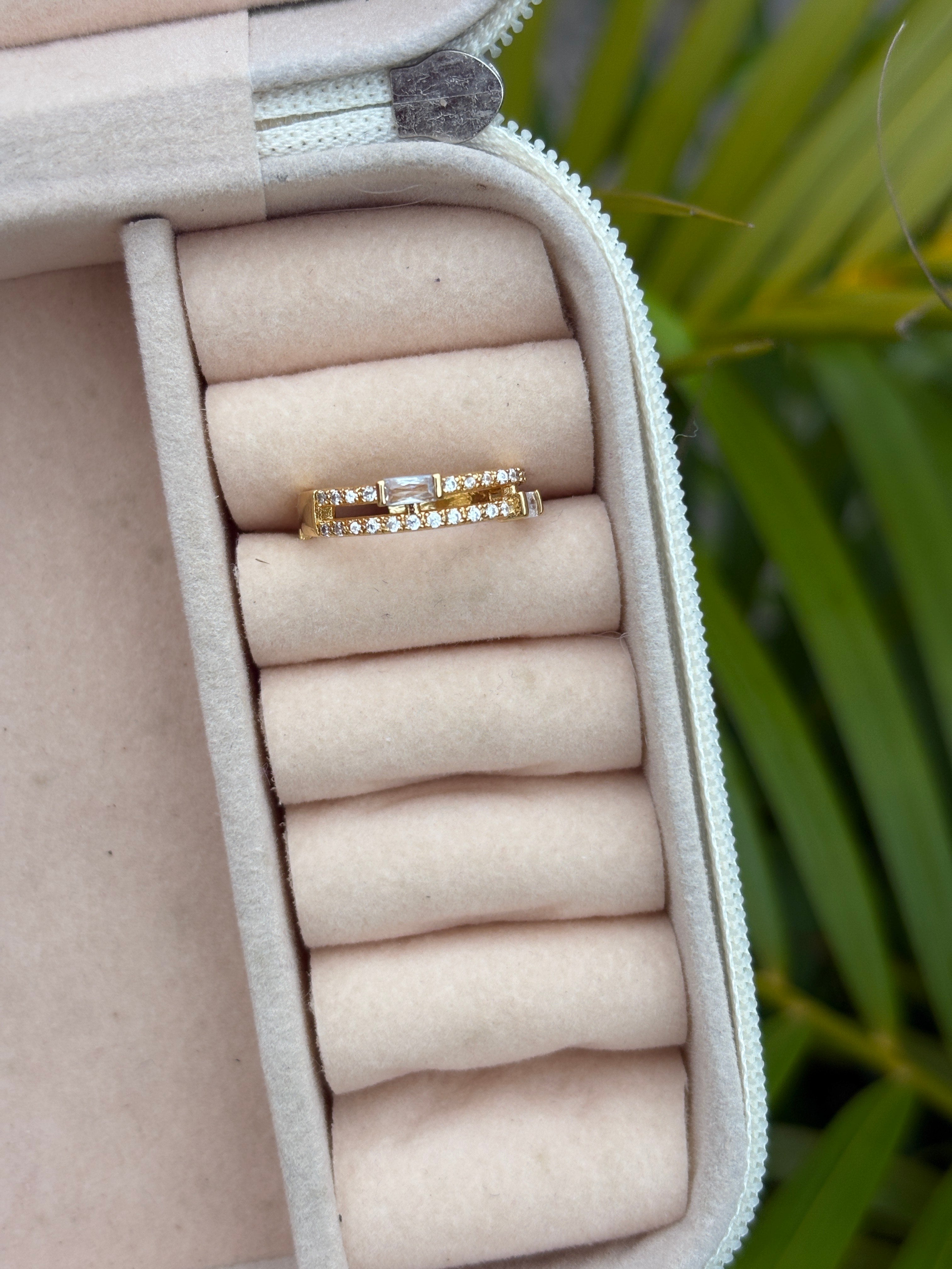 Anti tarnish Double Diamond ring