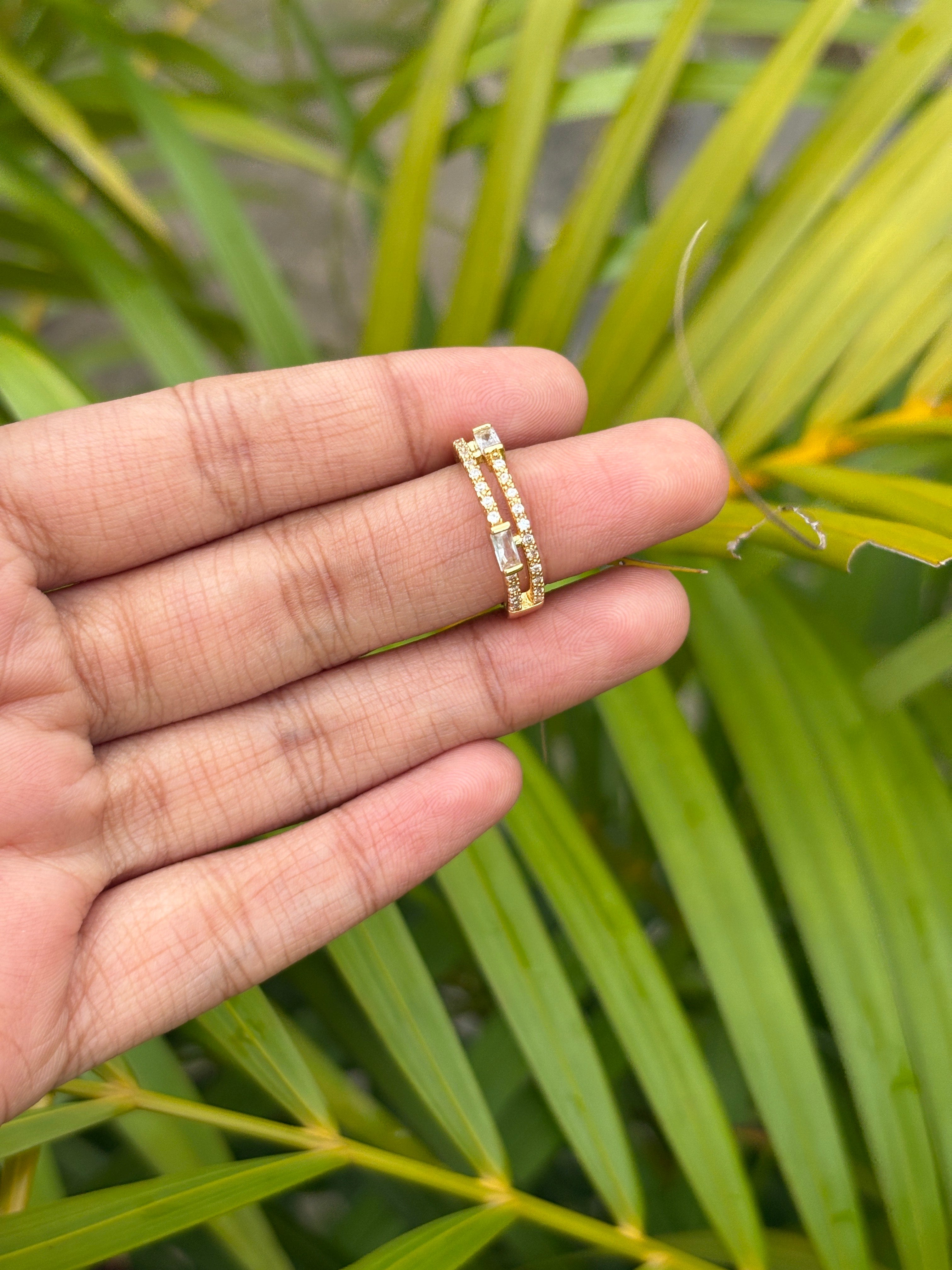 Anti tarnish Double Diamond ring