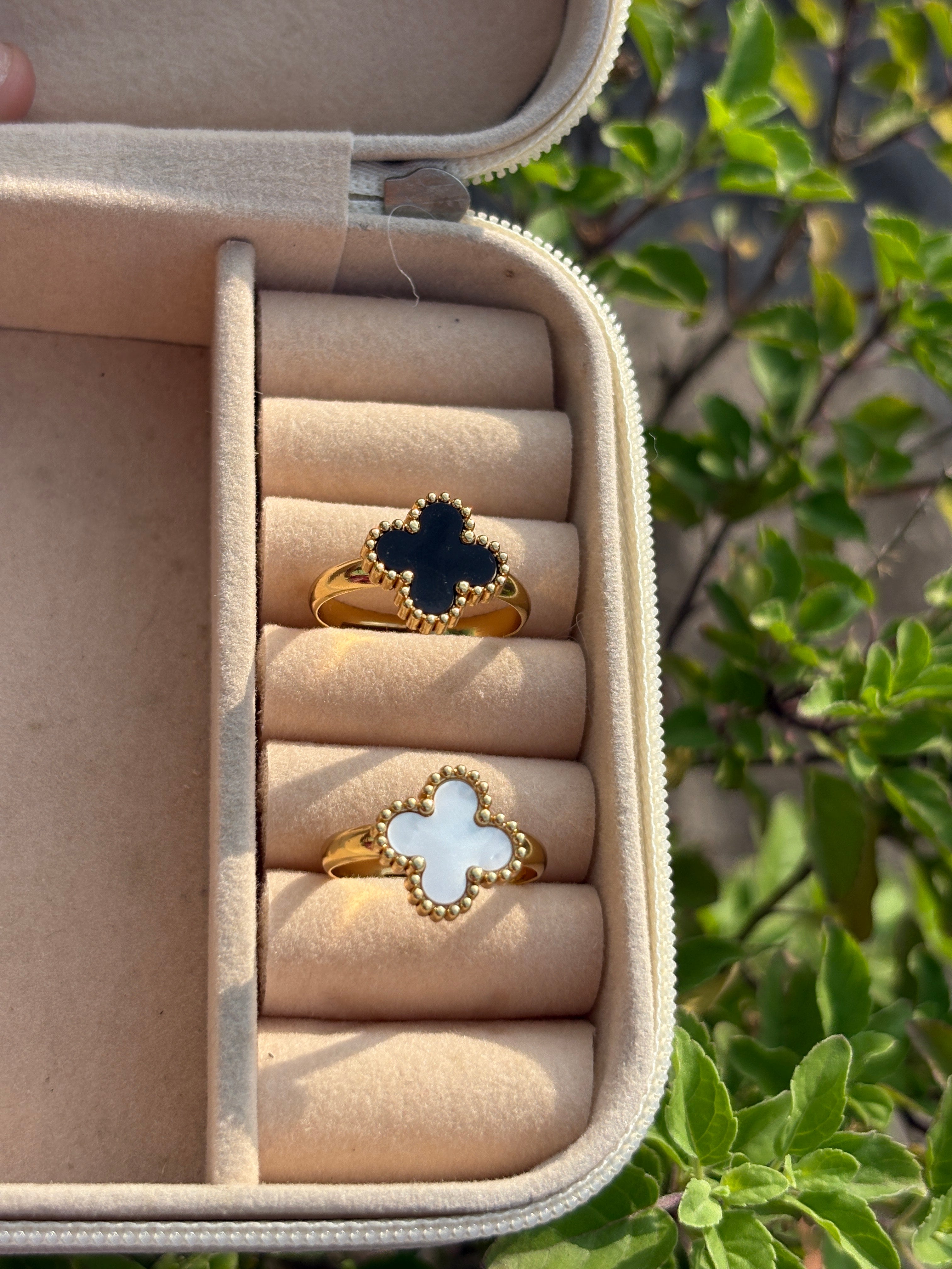 Anti tarnish Adjustable Clover rings