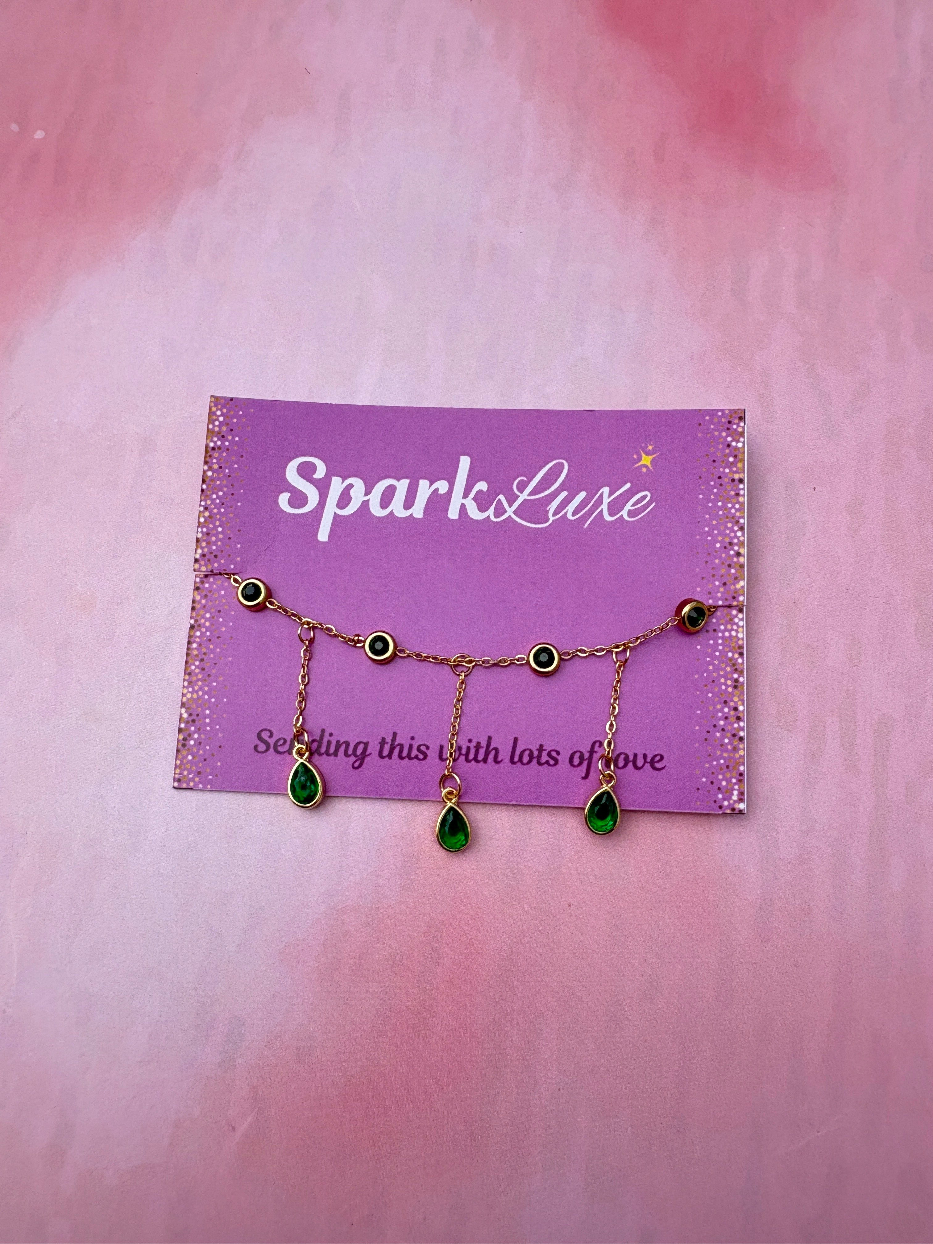 Anti Tarnish Green Diamond bracelet